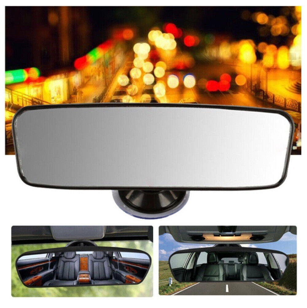 Wide Angle Flat Car Interior Rear View Mirror W/ Suction Cup On Rearview Mirror. n