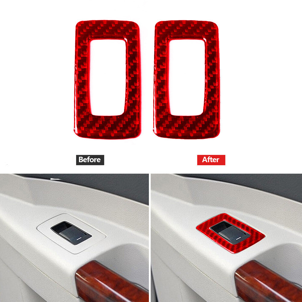 Red Carbon Fiber Rear Window Lift Panel Cover Trim for Chrysler 300 2005-2007
