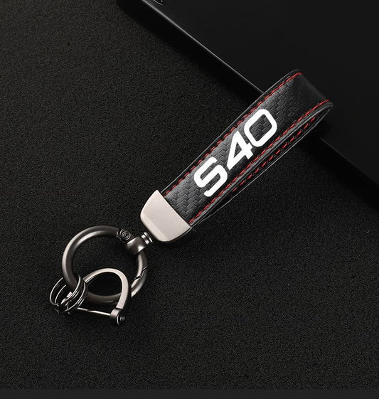 Suitable for Audi A1 car keychain keychain, keyring, dark brown leather horseshoe buckle accessories- v