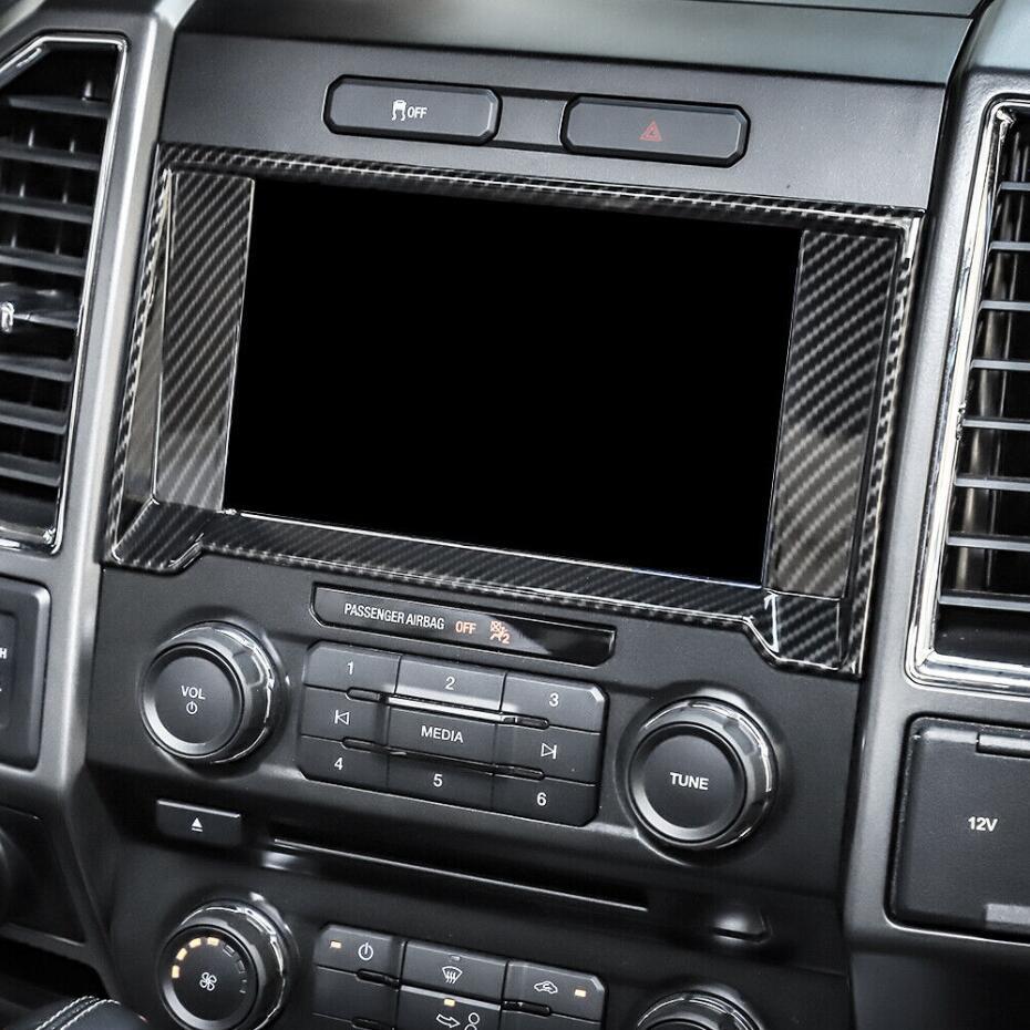 Car Central GPS Navigation Cover Trim For F150 15-20 Accessories Carbon ABS v