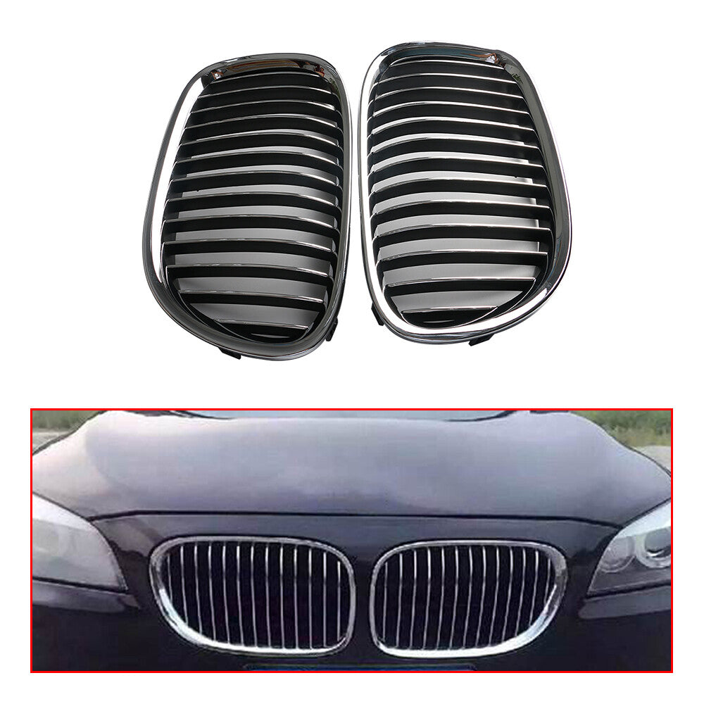 Pair Left Right Front Bumper Chrome Grille for BMW 7 Series 2009-2014