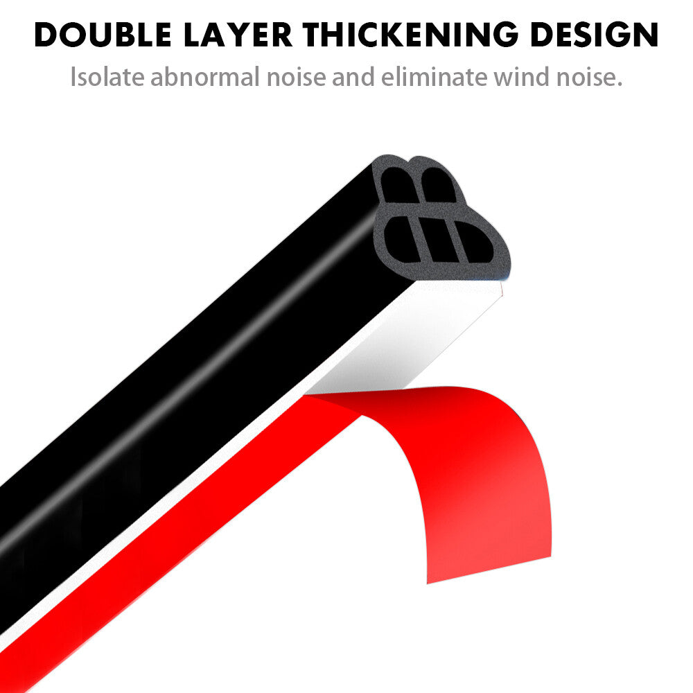 Car Door Rubber Seal Strip Double Layer B Shape Seal Strip Weatherstrip 2M Black