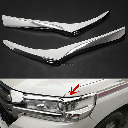 ABS Front Headlight Eyebrow Eyelids Trim for Toyota for Land Cruiser LC200 2016-2021