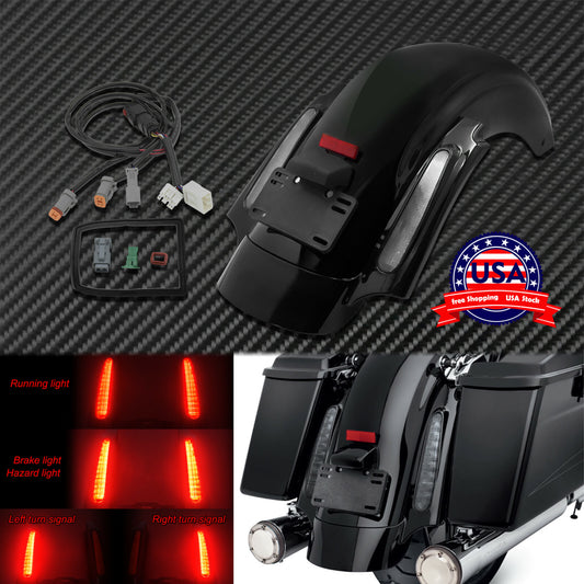 Rear Fender w/LED Turn Signal Brake Light Clear Lens Fit For Electra Glide 09-13