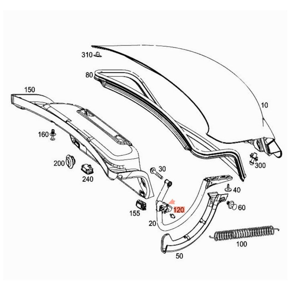 for Mercedes-Benz S W222 trunk lid reinforcement ball pin