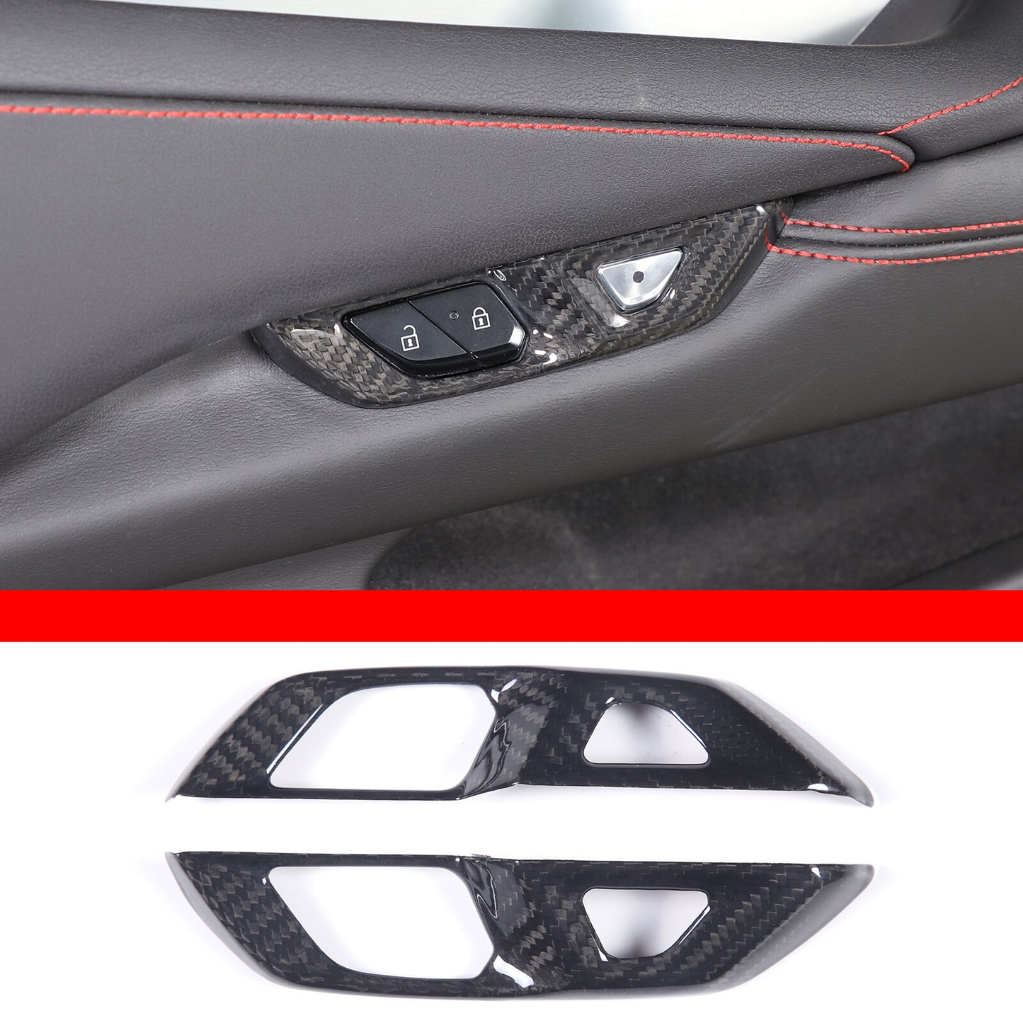 Carbon fiber door lock switch button cover trim for Corvette C8 Coupe 2020-2024 n