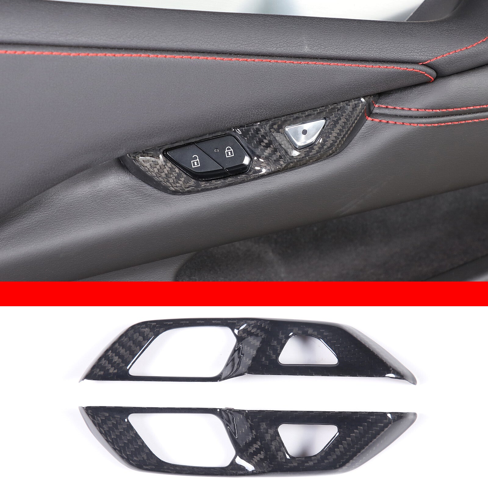 Carbon fiber door lock switch button cover trim for Corvette C8 Coupe 2020-2024 n
