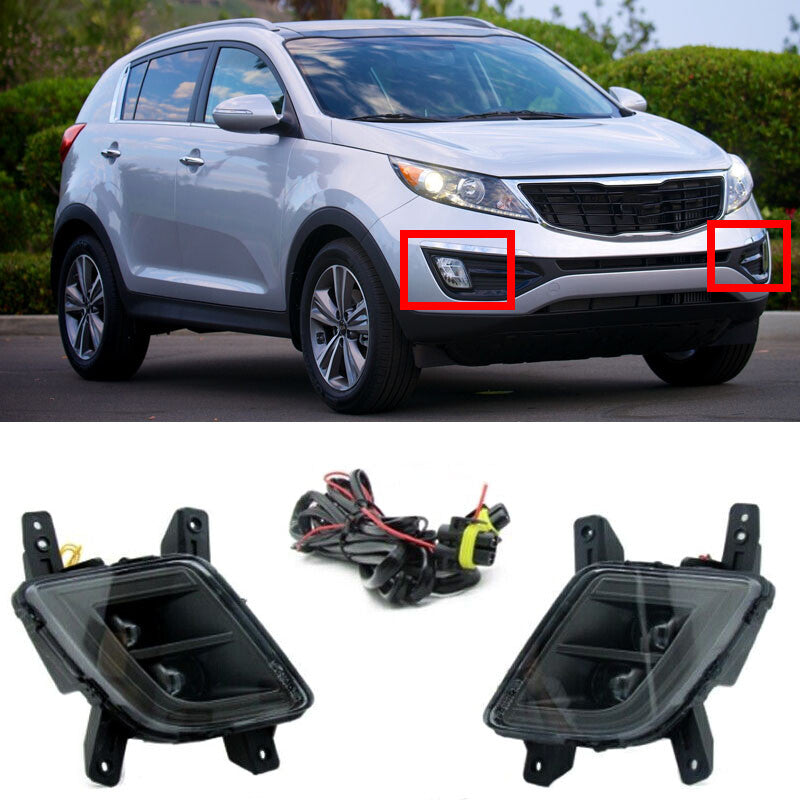 Applicable to for Kia Sportage 2011-2016 LED Daytime Running Lights (DRL), Fog Lights, and Turn Signals.