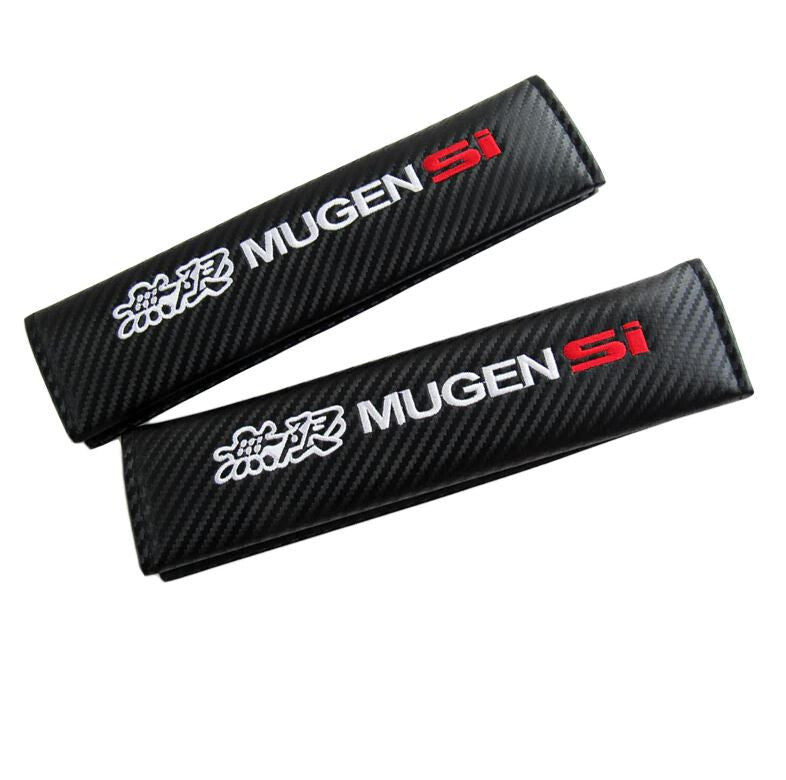 2-Piece Car Seatbelt Covers & Shoulder Belt Pads, Black, for Mugen SI for Honda