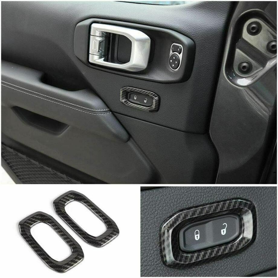 For 2018-2023 for Jeep for Wrangler JL Carbon Fiber Interior Door Lock Switch Trim Cover v