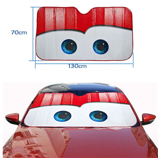 Car Windshield Sun Shade Sun Visor Anti-UV Red Big Eyes Funny Aluminium Foil Q