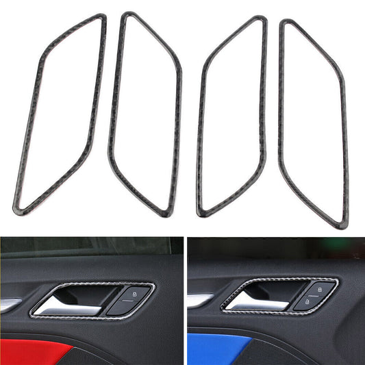 Fit for Audi A3 S3 2014 - 18 Inner Handle Decor Frame Cover Trim Carbon Fiber 4pcs