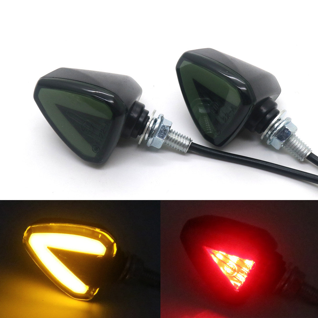 Black Motorcycle LED Arrow Amber Lamp Rear Turn Signal Brake lights Indicators Q