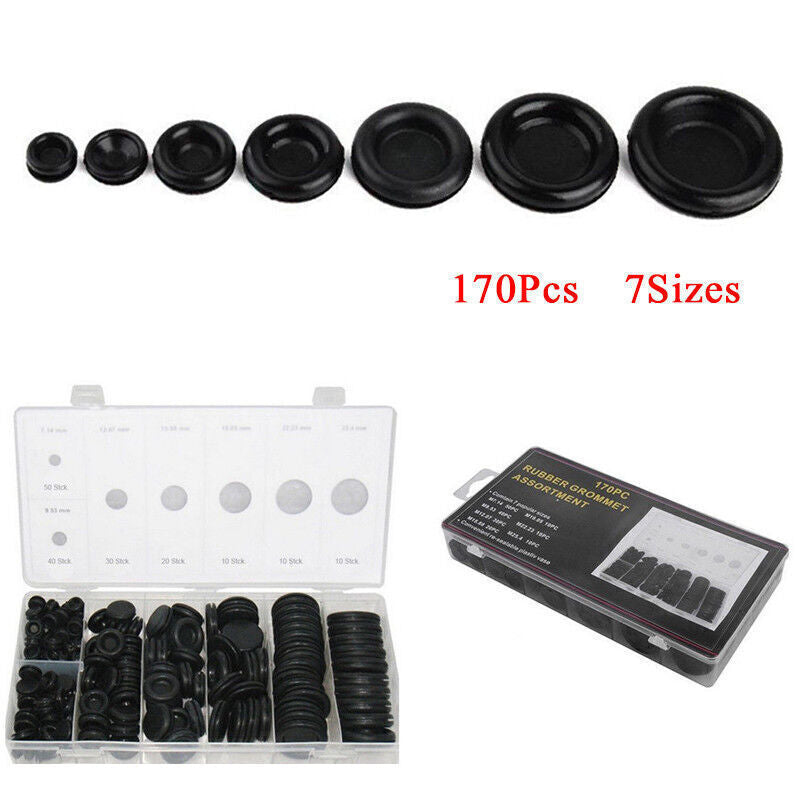 US 170PCS Black Rubber Grommet Firewall Plug Electrical Wire Gasket Practical v