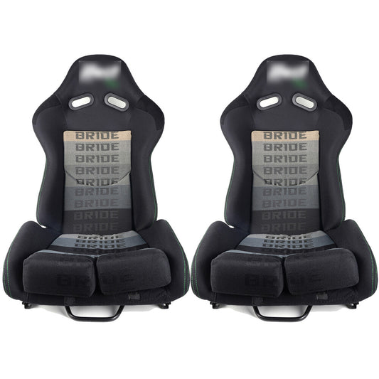 2PCS Large Size BRIDE Seats Low Max JDM Racing Seats+Fiberglass Backrest+Slider