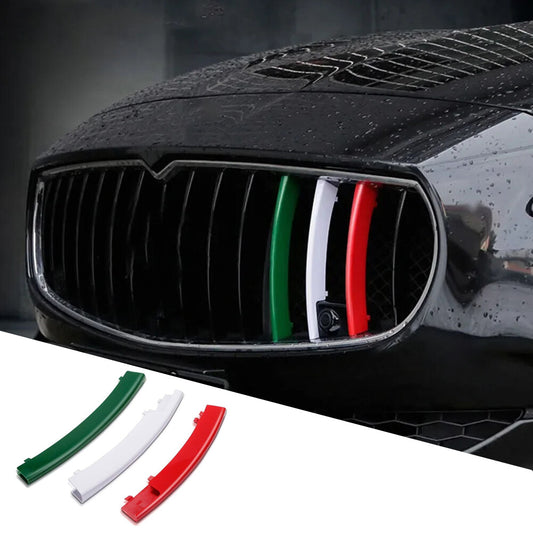 3pcs for Maserati Quattroporte 13-16 Italian Tri Color Front Grille Trim Cover