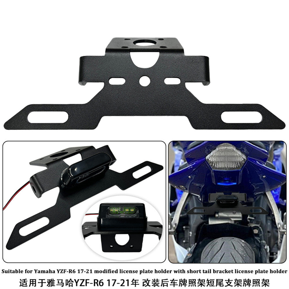 License Number Plate Frame Holder Bracket LED Light for Yamaha YZF R6 2017-2021 Q