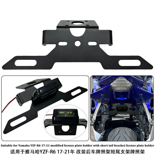 License Number Plate Frame Holder Bracket LED Light for Yamaha YZF R6 2017-2021 Q