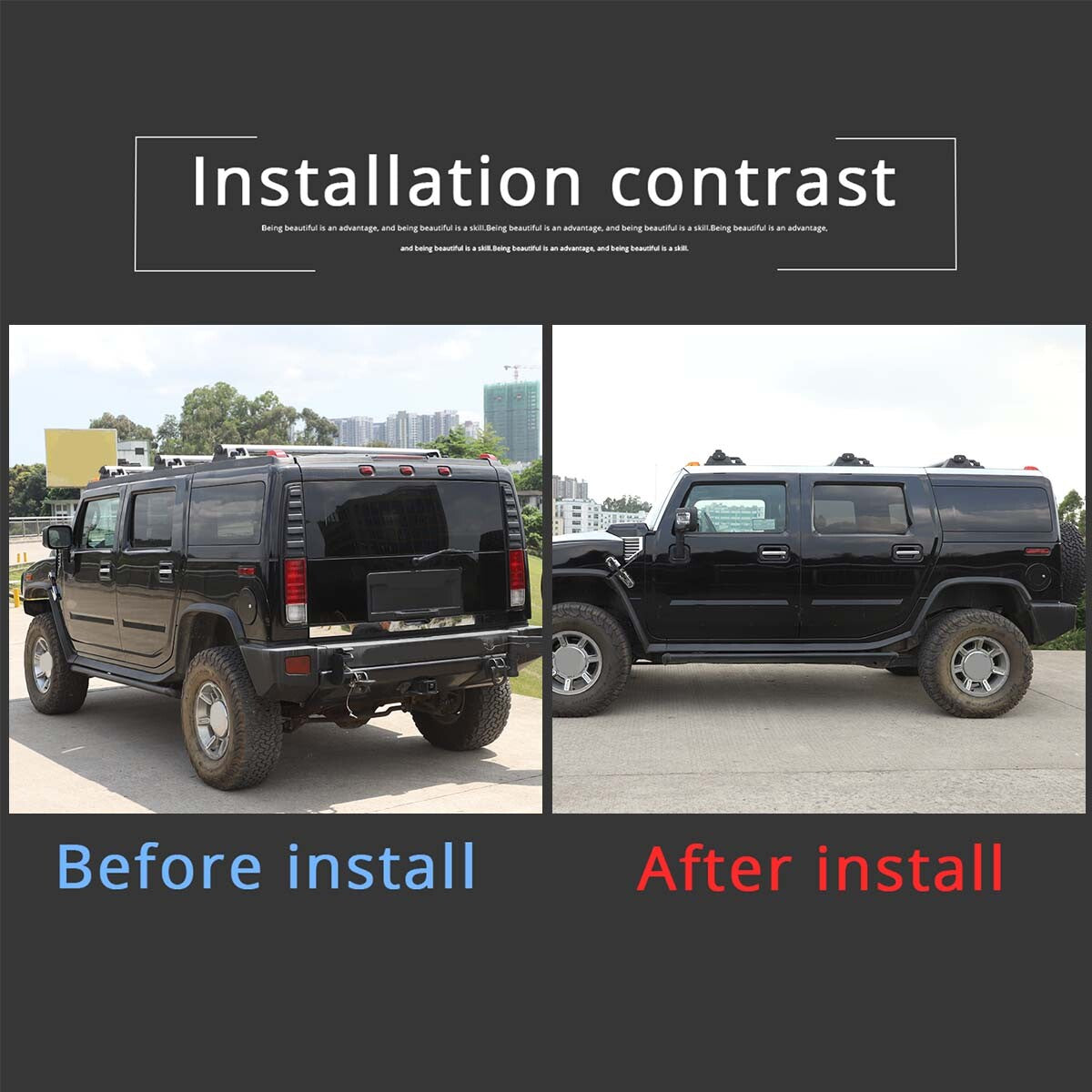 Steel roof rack panel vinyl insert sticker decoration for HUMMER H2 2003-2009 20 pieces