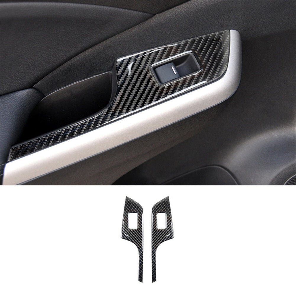 Carbon Fiber Rear Door Window Lift Panel Cover Trim for Honda CRV CR-V 2012-2016