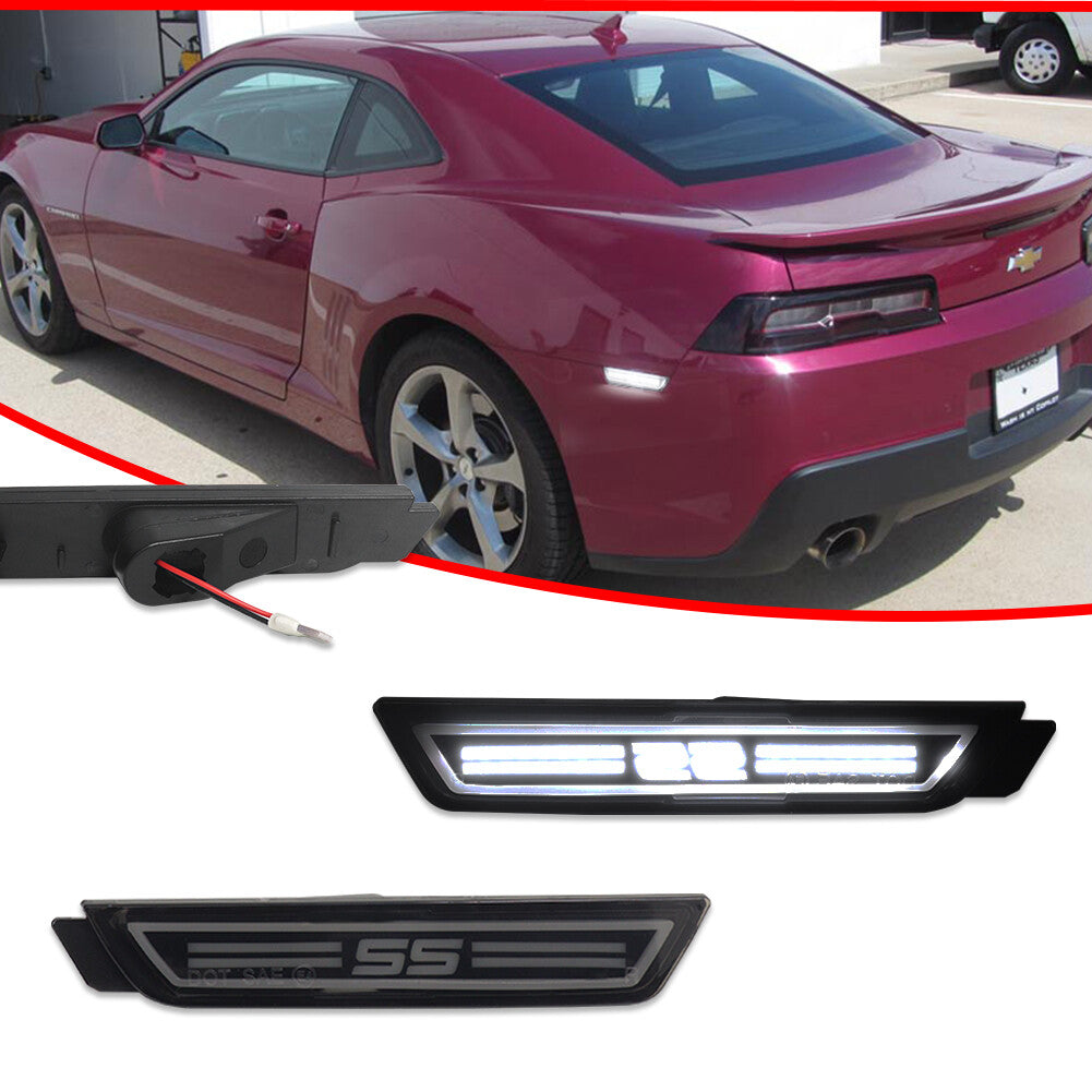 For 2010 - 2015 for Camaro Rear Bumper Side Markers with White LED Lights - v