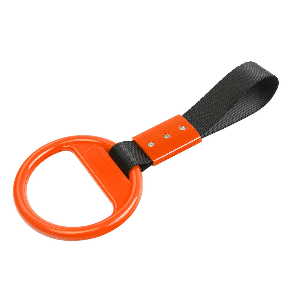 Round Ring Train Bus Handle Hand Strap Drift Charm Tool PVC Plastic Black+Orange