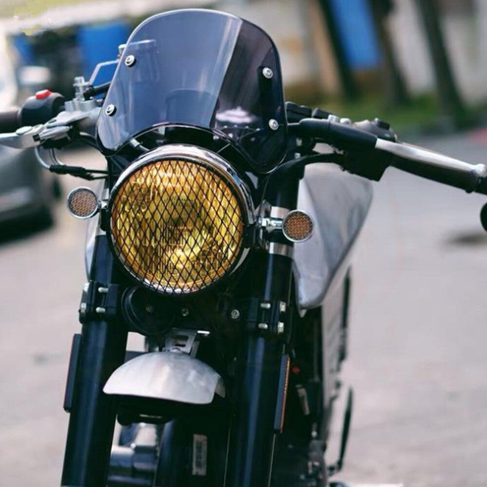 Universal Motorcycle Headlight Fairing Windshield Windscreen 5-7Round Black Q
