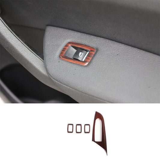 for BMW X3 F25 2014-2017 Red Wood Grain Window Lock Lift Switch Panel Trim Frame
