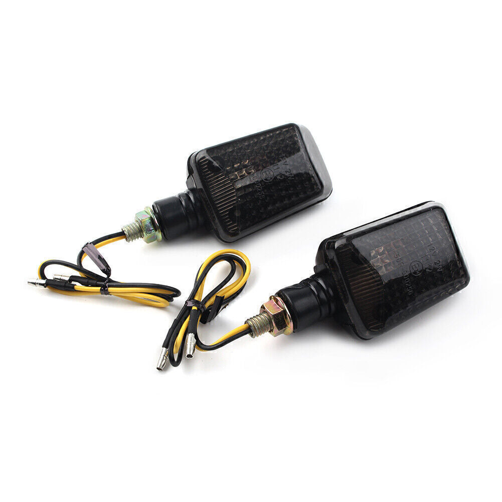 12V 8mm Amber Bulb Turn Signal Indicator Lights Black Motorcycle Universal 2pcs Q