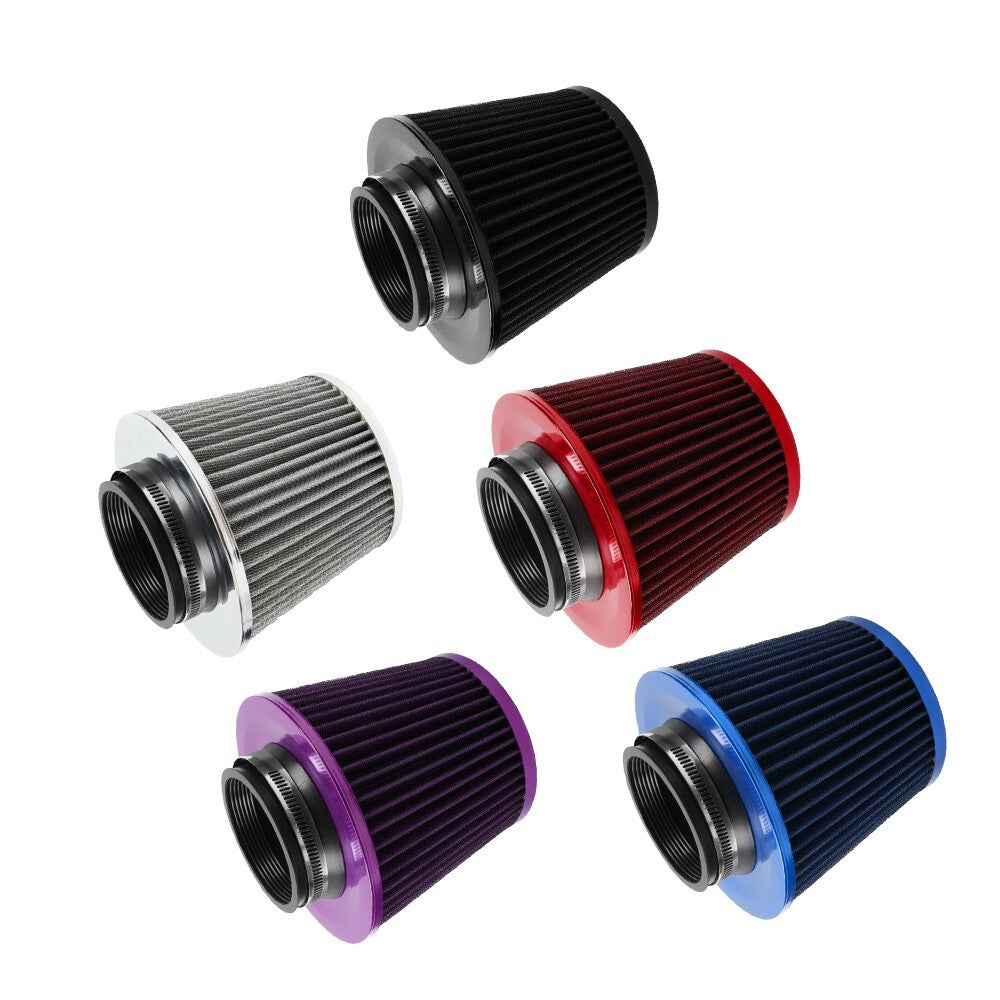 3 76MM Inlet High Flow Car Cold Air Intake Cone Air Filter Replacement Q