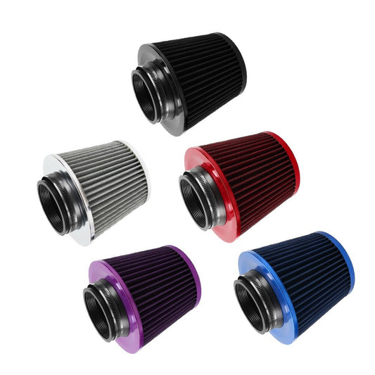 3 76MM Inlet High Flow Car Cold Air Intake Cone Air Filter Replacement Q
