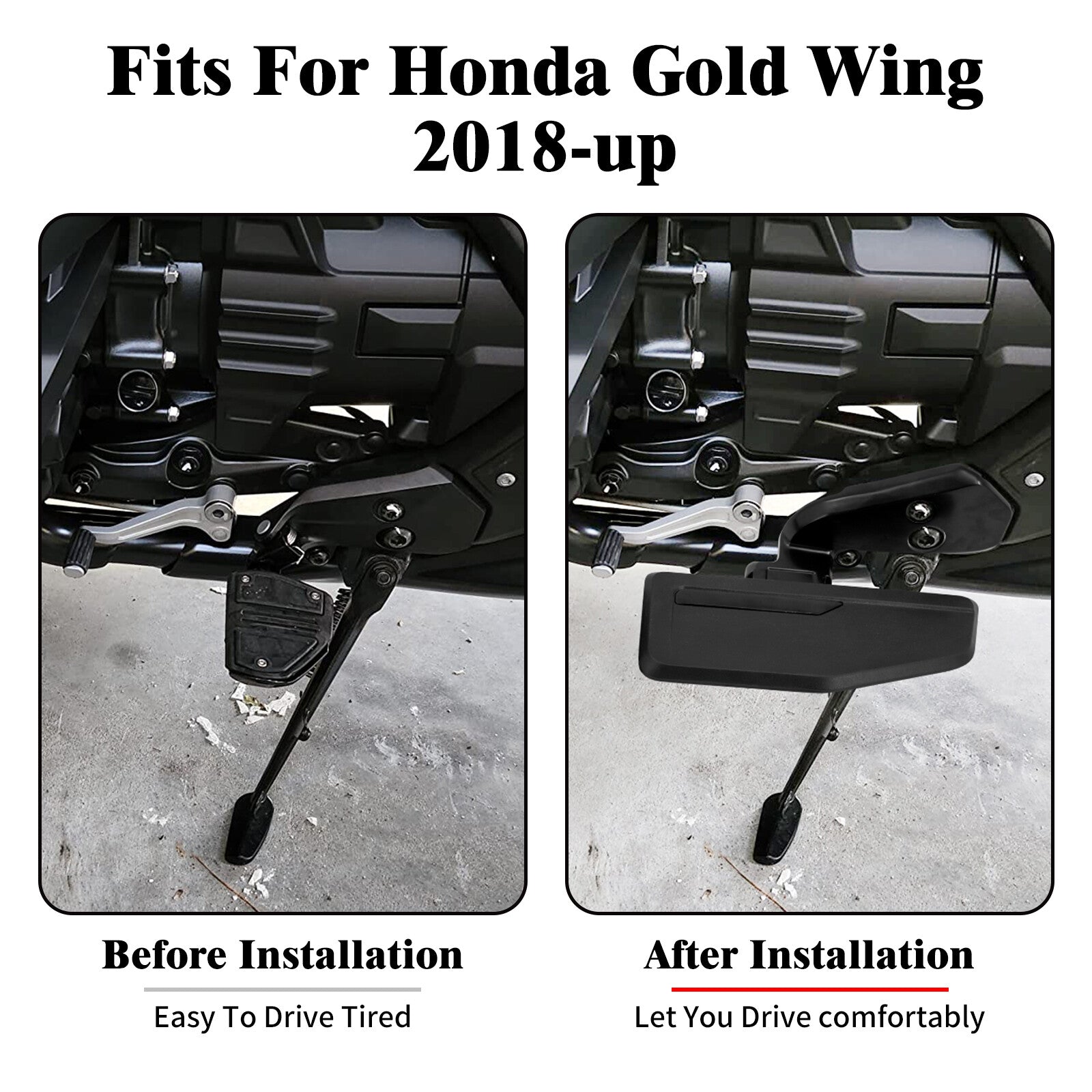 Black Front Driver Footboard Floorboard Fits for Honda Goldwing 1800 2018-2023