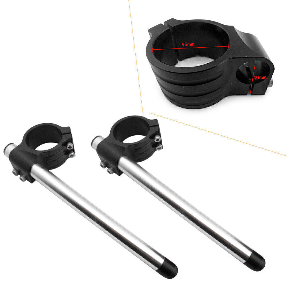 2x CNC 53mm Clip On Ons Handle Bar Handlebars for Ducati 848/1098/1198 Black Q