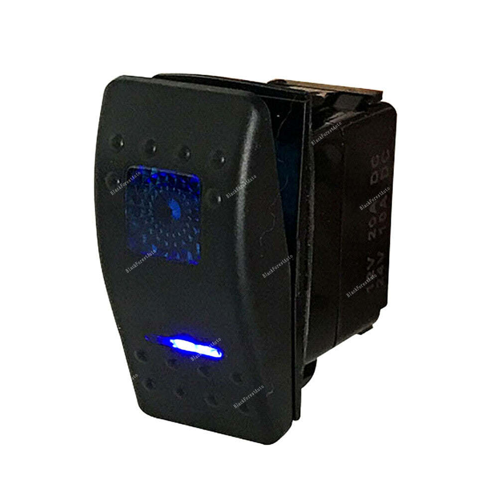 LED DC ON-OFF-ON Rocker 12V 24V Switch For Marine Boat Car Blue 7Pin