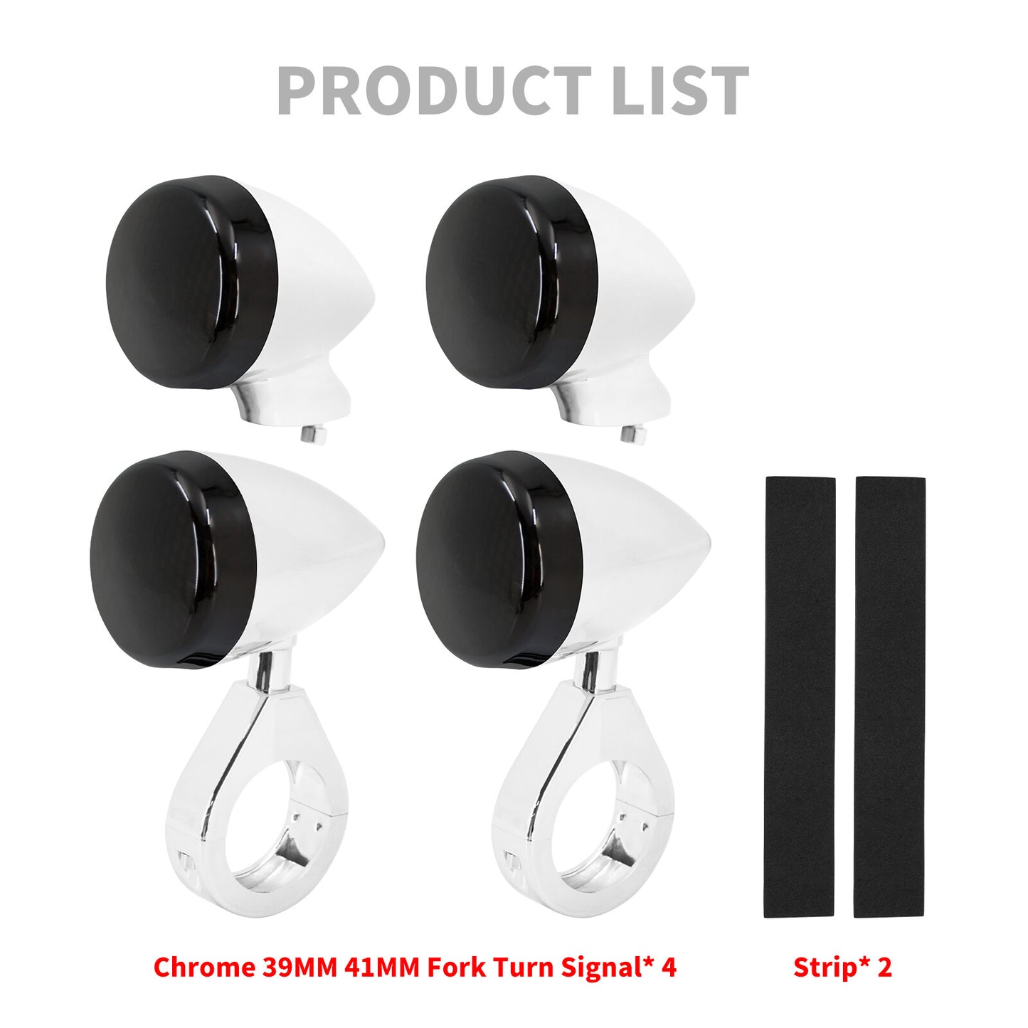 4x Chrome Front Rear LED Turn Signal Light 39 41mm Fork w/ Black Lens for Harley Q