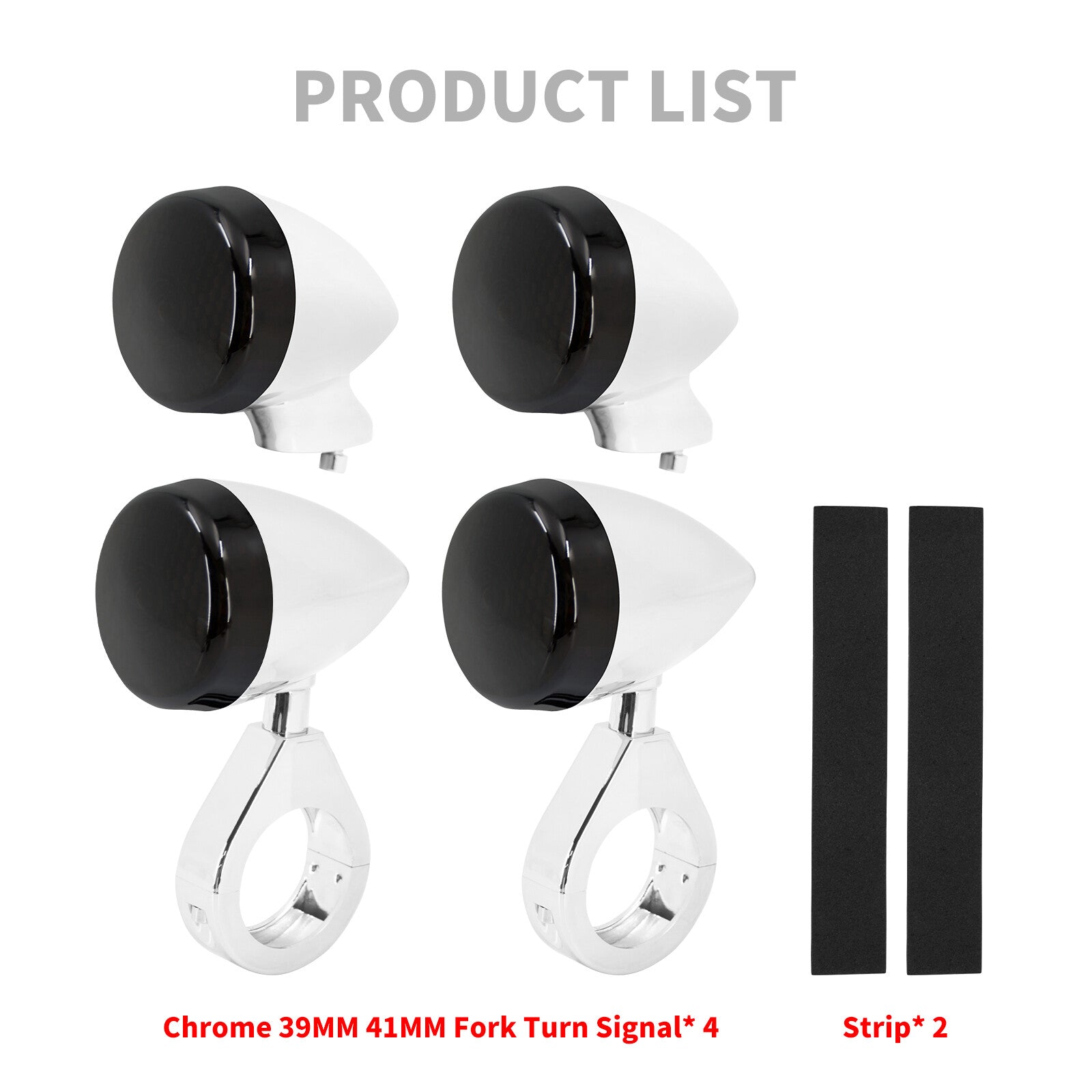 4x Chrome Front Rear LED Turn Signal Light 39 41mm Fork w/ Black Lens for Harley Q