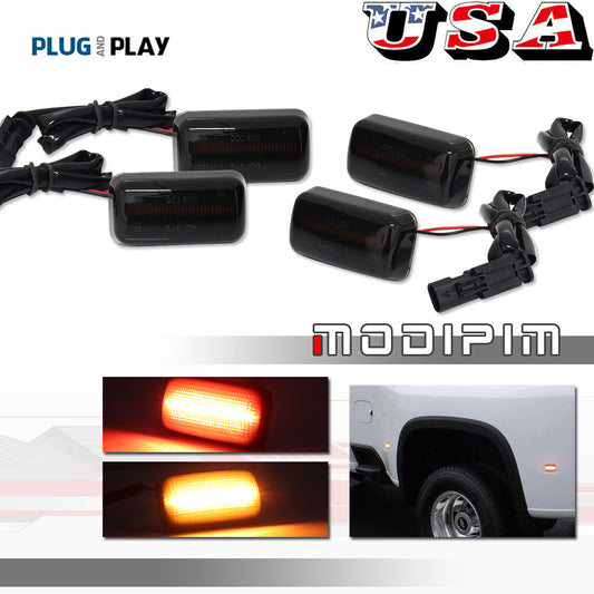 Suitable for 2015-2023 for Chevrolet /Jimsey Twin Bed LED Mudguard Side Marker Lights, Amber/Red, 4-Piece Set