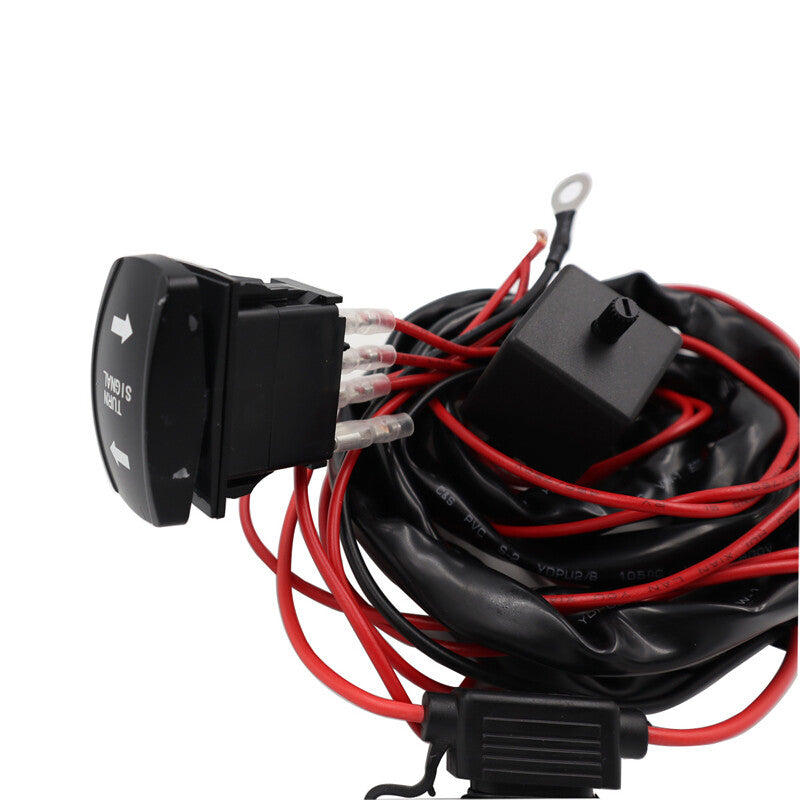 Universal All-Terrain Vehicle (UTV) Rocker Switch Turn Signal Light Wiring Harness Kit - Side by Side n