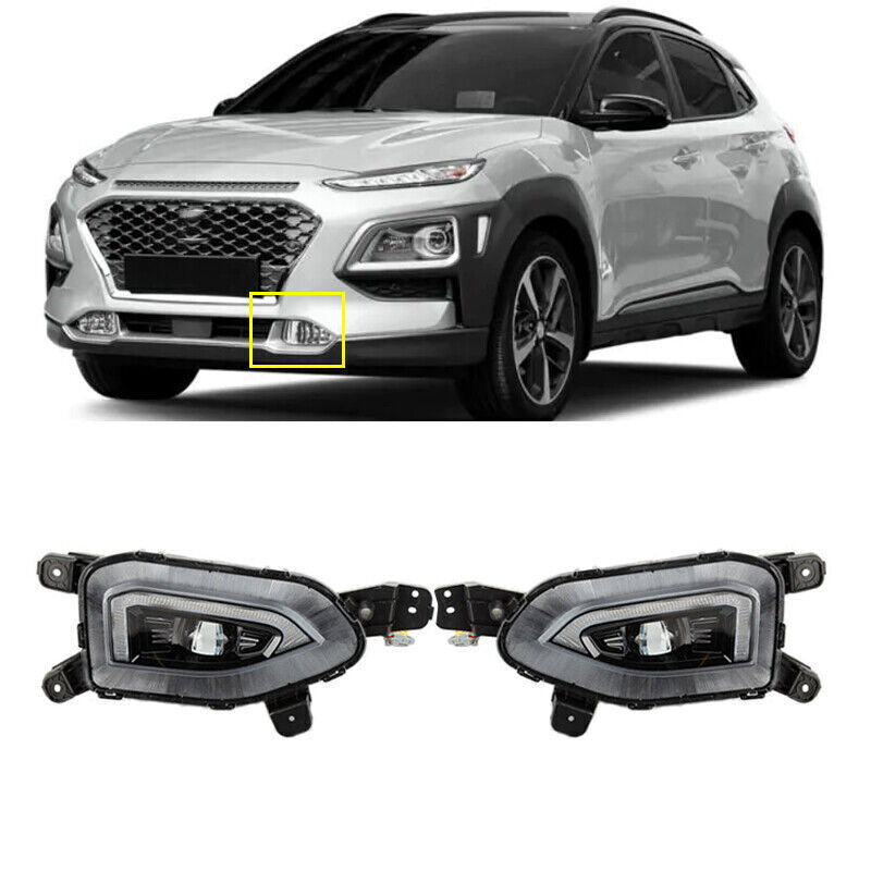 Fit for Hyundai Kona 2019-2020 Pair Daytime Running Light Turn Signal Lamp 2PCS Q