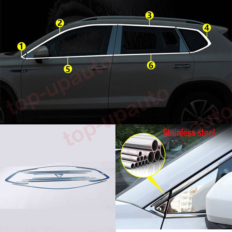 for VW Taos 2021-2022 Steel Chrome Window Trim Strip Sill Molding Cover 12PCS n