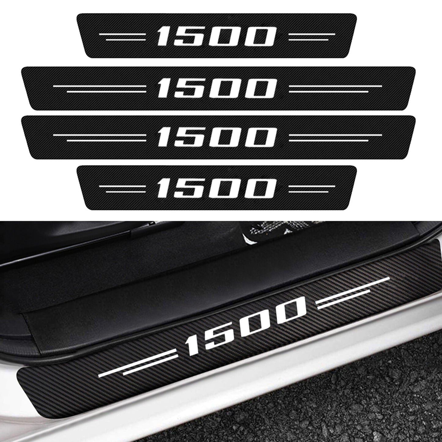 4pcs for Chevy Silverado 1500 Carbon Fiber Cab Door Sill Plate Protector Cover