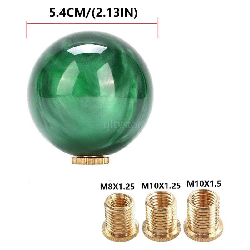 1* Marble Style Round Ball Shift Knob Gear Shifter Head w/3 Adapters Dark Green Q