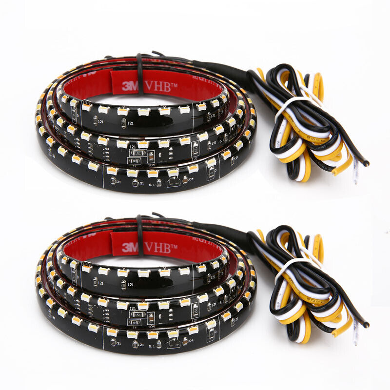 pair of 60cm LED headlight strips, daytime running lights, sequential flow lights, 6W IP65- n