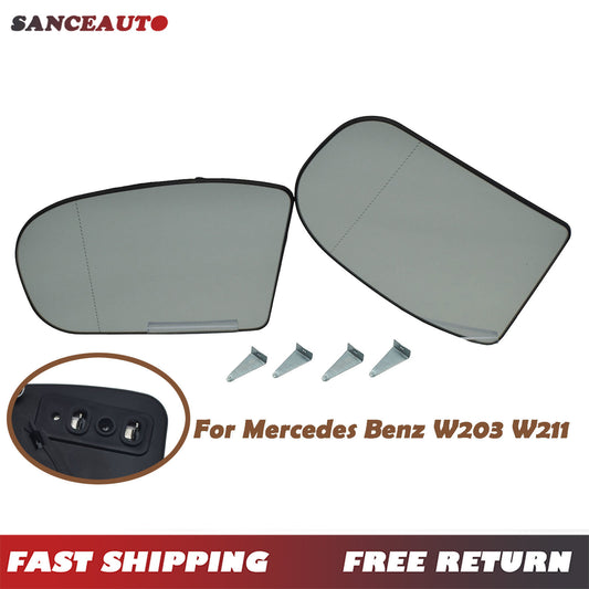 A pair of mirror-finish heated glass supports are suitable for E500, E55, AMG, W203, and W211 (brand new). n