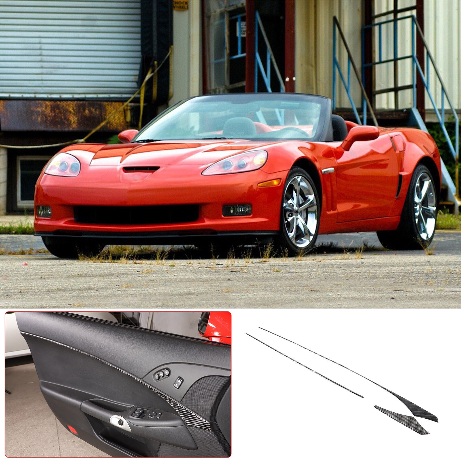 Carbon Fiber Steering Wheel Emblem Cover Trim for C8 for Corvette 2020 - 2023- v