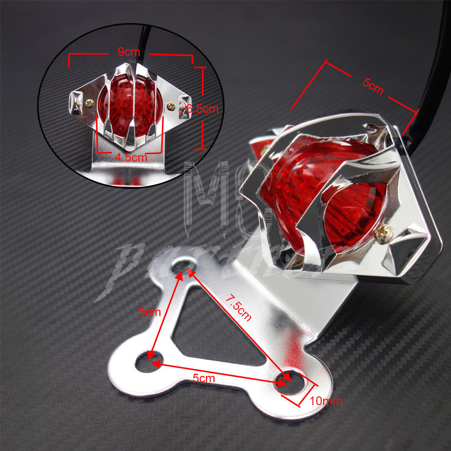 Chrome Grill LED Tail Brake Light License Plate for Harley Bobber Chopper Custom Q