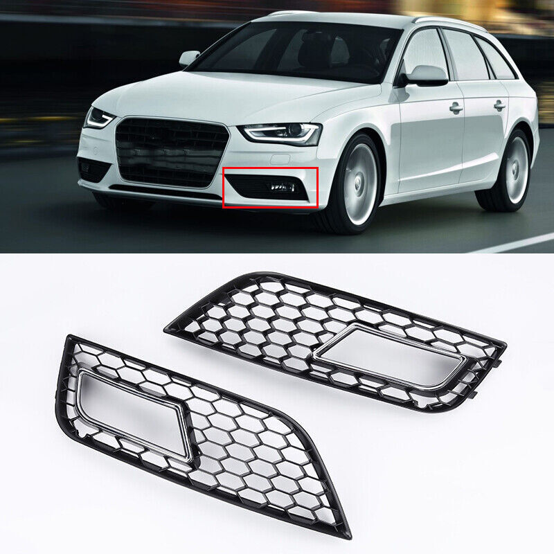 Fog light cover grille honeycomb design for Audi A4 B8.5 facelift models 2013-2016