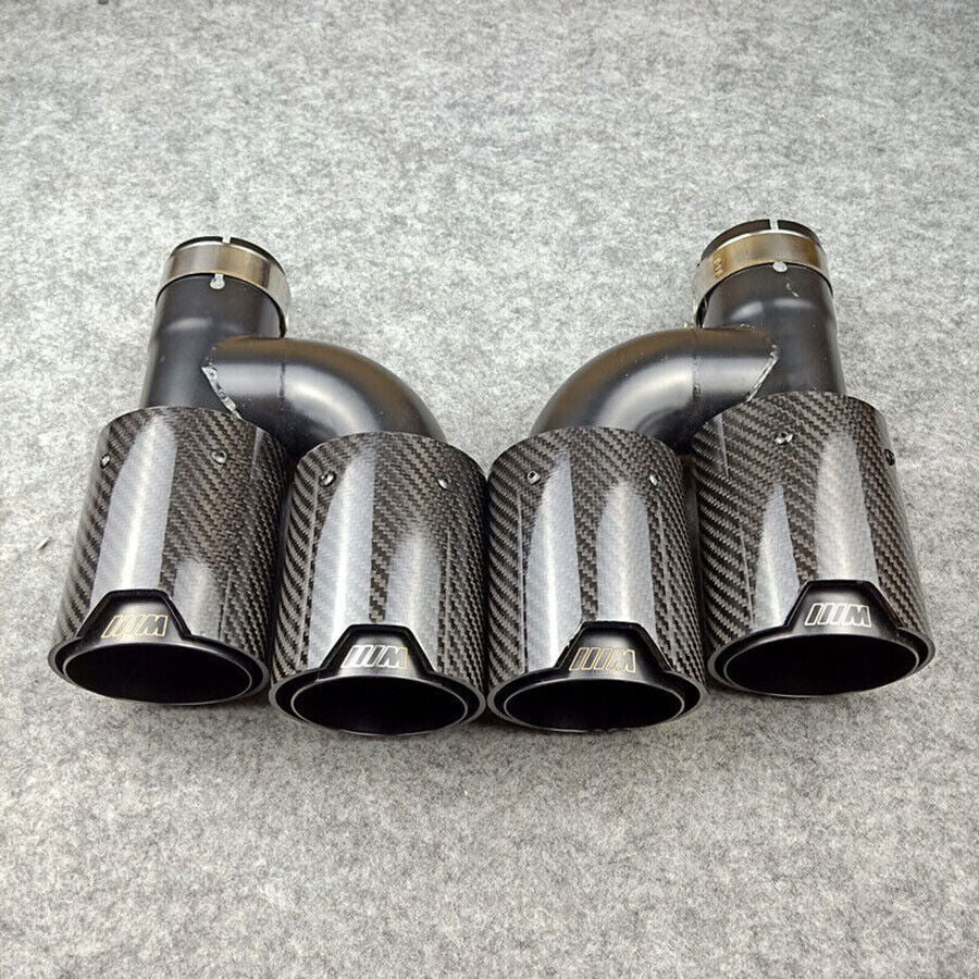 Real Carbon Fiber h Exhaust Tips Dual Pipes M End Kit for BMW In63mm Outlet 93mm Q