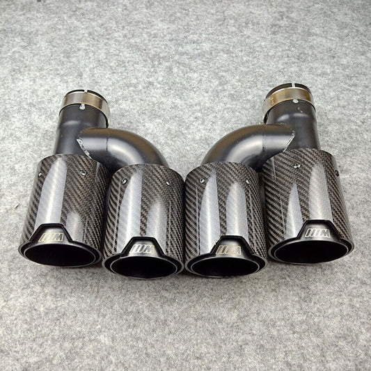 Real Carbon Fiber h Exhaust Tips Dual Pipes M End Kit for BMW In63mm Outlet 93mm Q