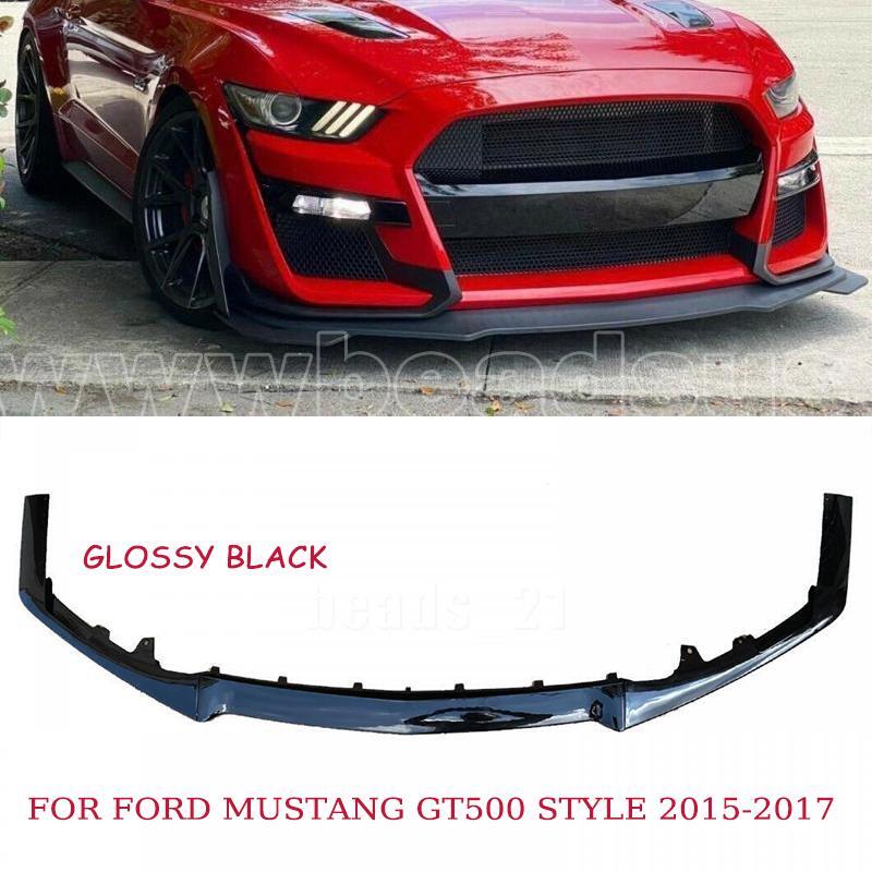 Front Bumper Lip Chin Spoiler for Mustang GT500 Style 2015-17 Glossy Black n